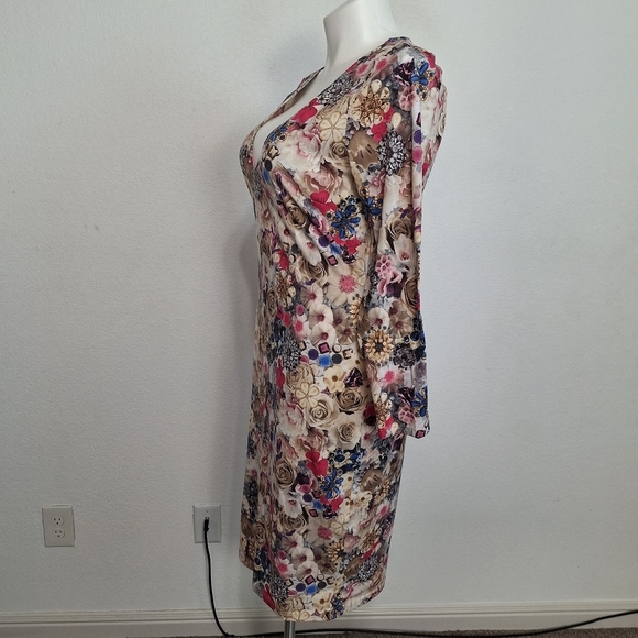 Asos Curve Jewel Flower Print V-Neck Coquette Bodycon Cottagecore Midi Dress 16 - Picture 5 of 11